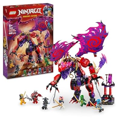 LEGO NINJAGO Bliksemtand Draak van Chaos Draken Speelgoed voor 8 jaar en Ouder met 6 Minifiguren Dragons Rising Bouwpakket voor Kinderen Rollenspel Cadeau voor Kerstmis voor Jongens en Meisjes 71832