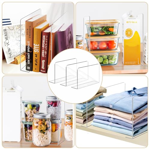 NINGYER 12 Stück Regaltrenner, Regaltrenner Bücher 20 x 12 cm Regaltrenner, Kleiderschrank Regalteiler für Schlafzimmer Küche Kleiderschrank (Transparent)
