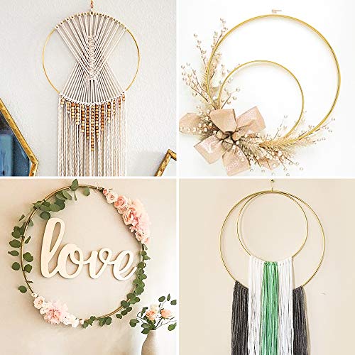 Outuxed 8Pcs 12Inch Metal Crafts Hoops Dream Catcher Rings For Diy Wall Hanging Craft, Floral Hoop Wreath Macrame For Wedding Decor, Gold #TOP6