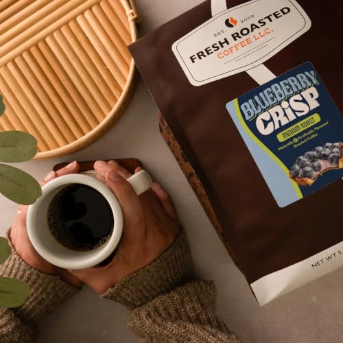 Image of Fresh Roasted Coffee, Blueberry Crisp Flavored Drip Ground Coffee, Medium Roast, Kosher, 5 lb (80 oz)