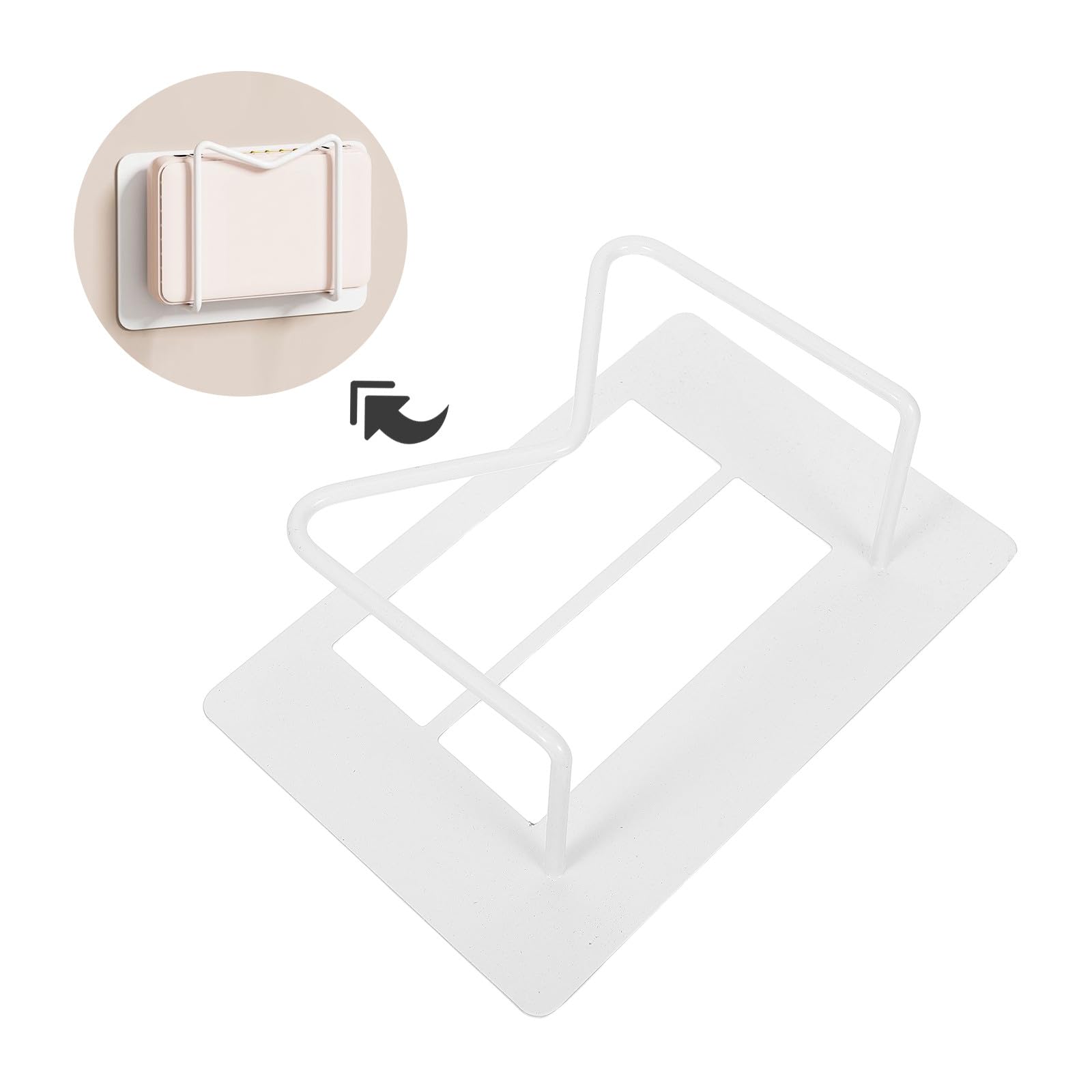 Support pour pèse-personne de salle de bain : Rangement mural pour pèse-personne - Support adhésif - Organisateur mural robuste en métal à placer sous le lit, blanc