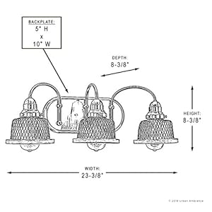 Urban ambiance luxury vintage bathroom vanity light medium size 8375 h x 23375 w with industrial chic style elements olde bronze finish uhp2723 from the eugene collection  urban country home decor