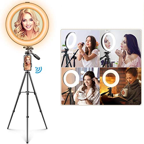 Selfie Ring Light - 14 Colors RGB Ring Light with 2 Adjustable Tripod Stand/Phone Holder/Camera Remote Shutter Best 10 Brightness Levels Dimmable LED Ring Light for Makeup,YouTube, Photography - Thumbnail 2