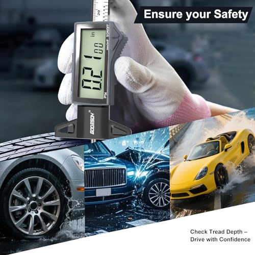 GODESON Digital Tire Tread Depth Gauge - IP54 Waterproof, 2.5" LCD Screen, 3 Modes (Fraction/Inch/MM), 1" Range, Auto-Off, Tire Wear Measure Gauge Tool 32nds for Car, Truck & SUV Tires by GODESON - Image 7