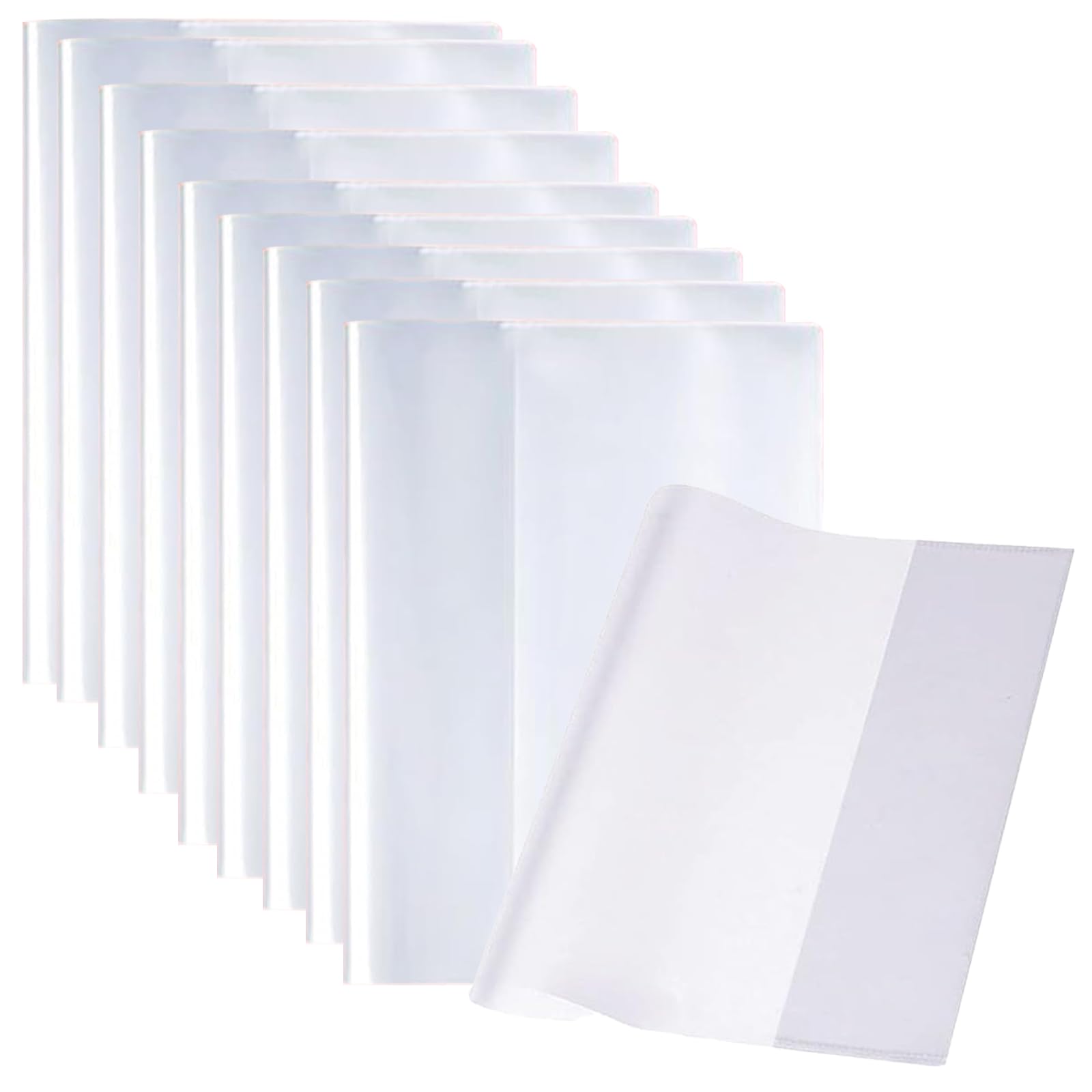 Cfcyhla Book Cover 16K Pack of 10 Transparent 19.5 x 26 cm Book Cover Adjustable Book Protector for Home Office School