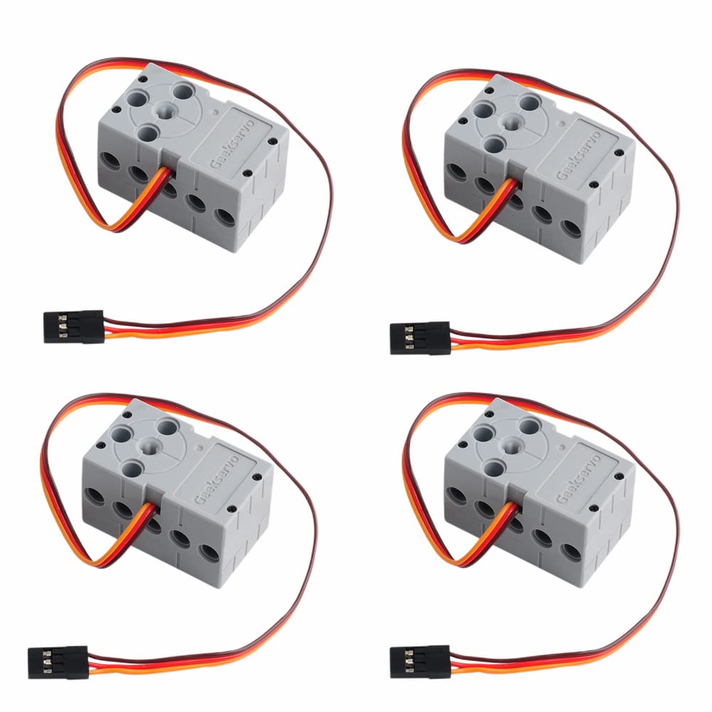 Sparkleiot 2kg Programmable Servo Mini Geekservo with 3P Wire 360 Degree Rotation Dual Shaft Output Compatible with Standard Building Blocks Microbit