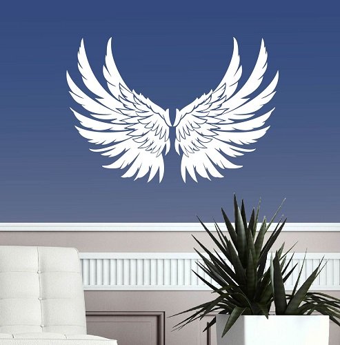 Wall Vinyl Decal Home Decor Art Sticker Pair Of Angel Or Eagle Wings Kids Bedroom Living Room Removable Stylish Mural Unique Design 2101 #TOP14