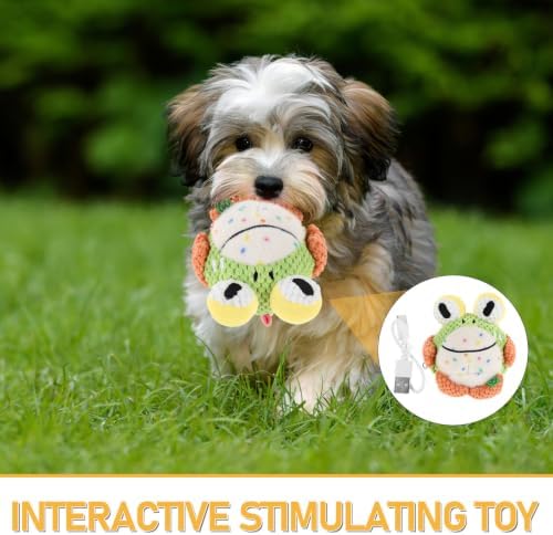 HEALEEP Interactive Frog Shaped Dog for Puppies and Small Dogs, Plush Material with Pp Cotton Filling, USB Rechargeable Electronic Chew for Indoor and Outdoor Entertainment - 2