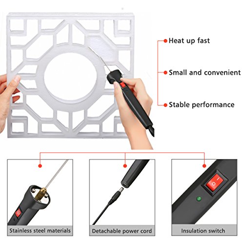 GOCHANGE Foam Cutter, Cutting Machine Pen Electric Hot Knife Foam Cutter With Button and Power Light, 100-240V/15W Hot Knife 10CM Styrofoam Cutting Pen with Electronic Voltage Transformer Adaptor
