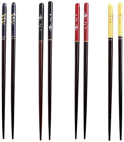 Vctitil 4-pares de palillos de sushi creativo durable vajilla cerezo flores patrón madera restaurante cocina cocina herramientas japonés vajilla