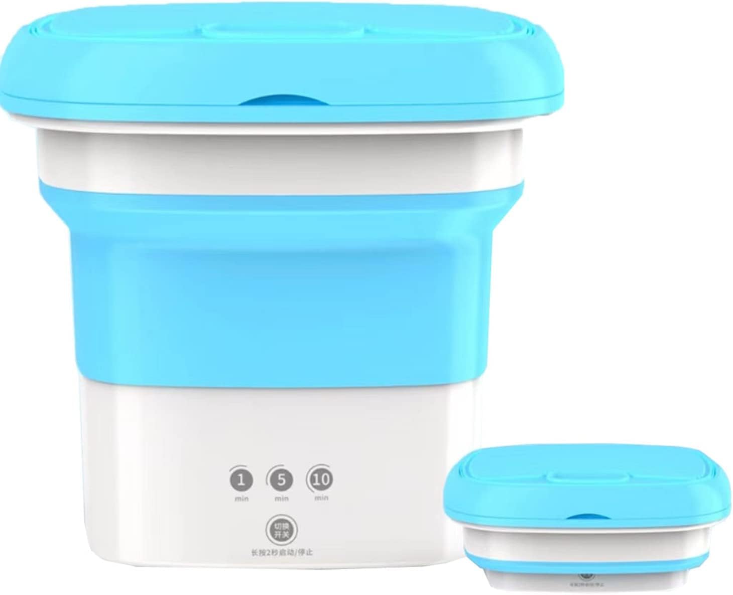 e World Mini Foldable Washing Machine, Portable Washing Machine - Ultrasonic Cleaning Machine, Folding Mini Laundry, And Small Automatic USB Powered Cleaning Washer for Home & Travel. (Blue)