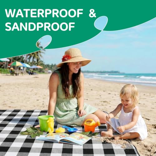 RYCHIC Waterproof Picnic Blanket Outdoor Camping Beach Mat Rug Extra Large Foldable Car Essential Roadtrip Gadget Rv Accessories Glamping Tent Gear Must Haves Hiking Backpacking Necessities Gift - Image 3