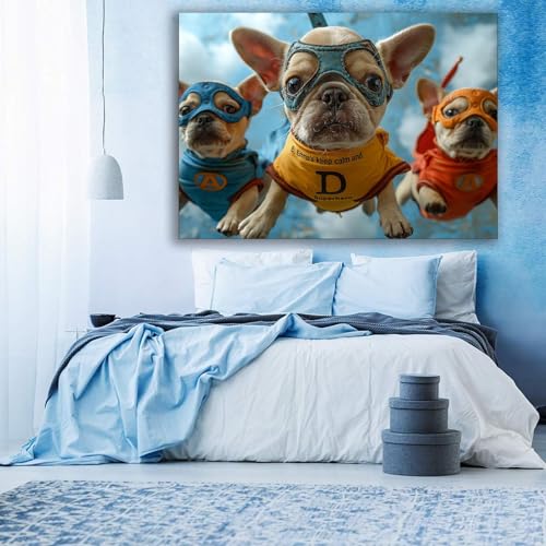 Chien peintures sur toile modernes DunPei Art tableau mural décoratif salon chambre 30x50cm - 3