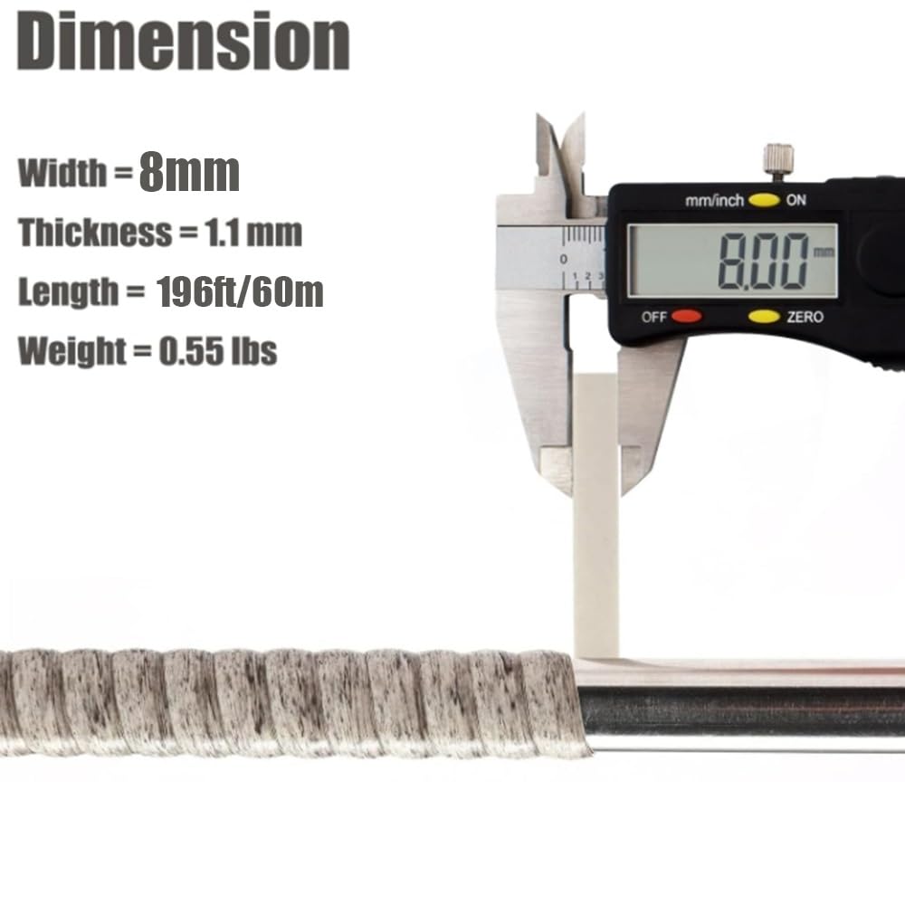 Kit di riparazione in vimini, kit di riparazione in rattan PE da 500 g 8 mm, materiale for tessitura in vimini piatto for sedia da giardino, divano, cestino fai da te, circa 196 piedi/60 m(Beige)