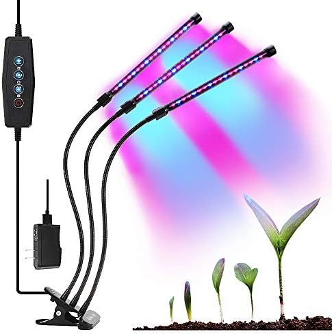 Abbicen Three Head Grow Light 54LEDs Clip on 27W Indoor Plant Grow Light with Flexible 360 Degree Gooseneck, Red Blue Spectrum, Three Separate Control Switches for Plants Greenhouse Germin