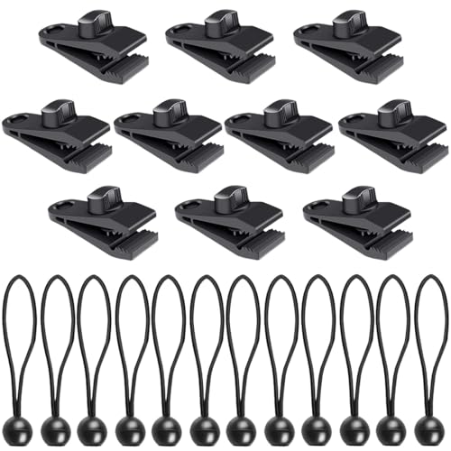 LQUYTA 24 Stück Tarp Clips Set, Planenbefestigung, Zeltplane Clips Planenbefestigung, Heavy Duty Zeltklemme Planenspanner für Camping Vorzelt, Picknick, Wandern