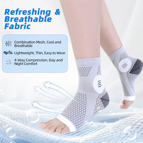 Image of Neuropathy Socks for Women and Men, Nano Soothe Relief Compression Socks Toeless Compression Socks Ankle Compression Sleeve for Arch Support, Plantar Fasciitis Foot Swelling