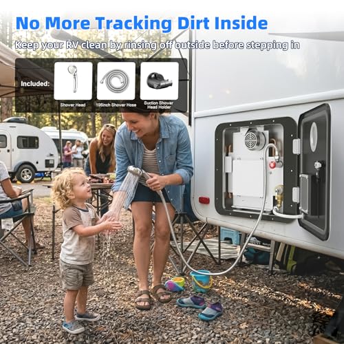 Image of 65,000 BTU RV Tankless Water Heater 15x15 inches, 3.9 GPM Freeze Protection RV On Demand Water Heater, DC 12V Double Water Outlet Tankless RV Water Heater with Controller