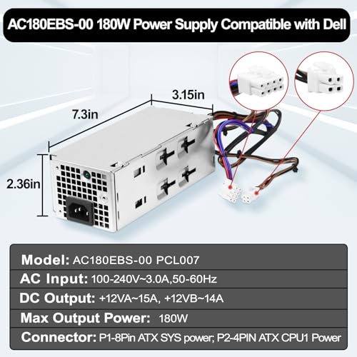 Fuente de alimentación LXun AC180EBS-00 180W compatible Dell miniatura 5