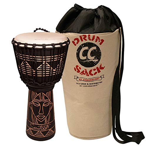 GoDpsMusic Sawtooth Harmony Series 12 Hand Carved Spirit Design Rope Djembe with Soft Case, Satin Black Finish (ST-SD-12-KIT-1) GoDpsMusic Sawtooth Harmony Series 12" Hand Carved Spirit Design Rope Djembe with Soft Case, Satin Black Finish (ST-SD-12-KIT-1)