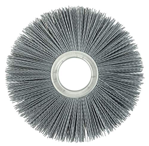 Image of Weiler 20650 8 inch Nylox Metal Hub Wheel Brush, .040 /120SC Crimped Fill, 2 inch Arbor Hole, Made in the USA (Pack of 2)