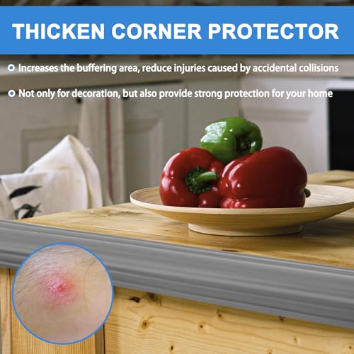 Image of Corner Molding Trim Peel and Stick Wall Corner Protector | Flexible Corner Trim Self Adhesive Inside & Outside Wall Edge Guard Moulding Trim for Edge Use, Gray, 0.8'' W x 10' L