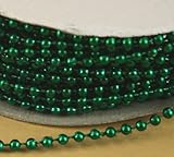 4mm Faux Pearl Plastic Beads on a String Craft Roll Metallic Emerald Green