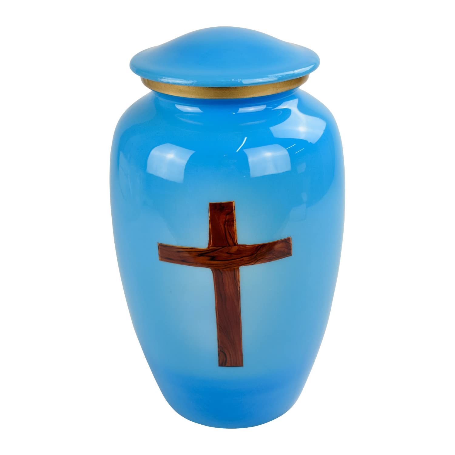 Sterling Ventures Large Cremation Memorial Urn for Adult Human Ashes Screw Lid Design (Heavenly Father Wooden Cross)