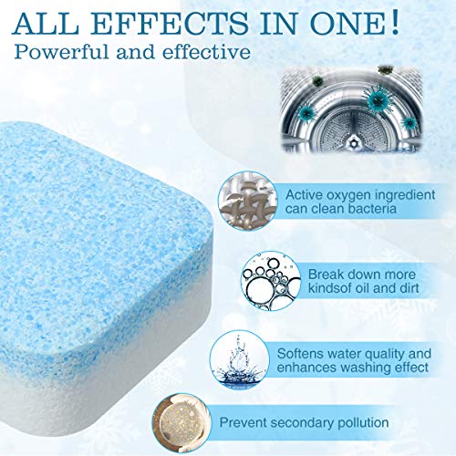CHARMINER 30 Pcs Washing Machine Effervescent Tablet, Solid Washing Machine Detergent for Front and Top Load Washers Blue - Thumbnail 5
