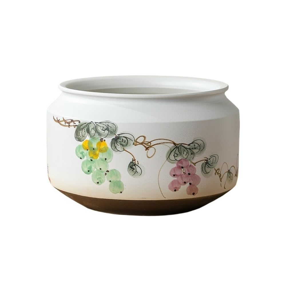 Sda287mz One Color Ceramic Flower Pot With Drainage Hole, Indoor And Outdoor Circular Succulent Orchid Planter Multifunction