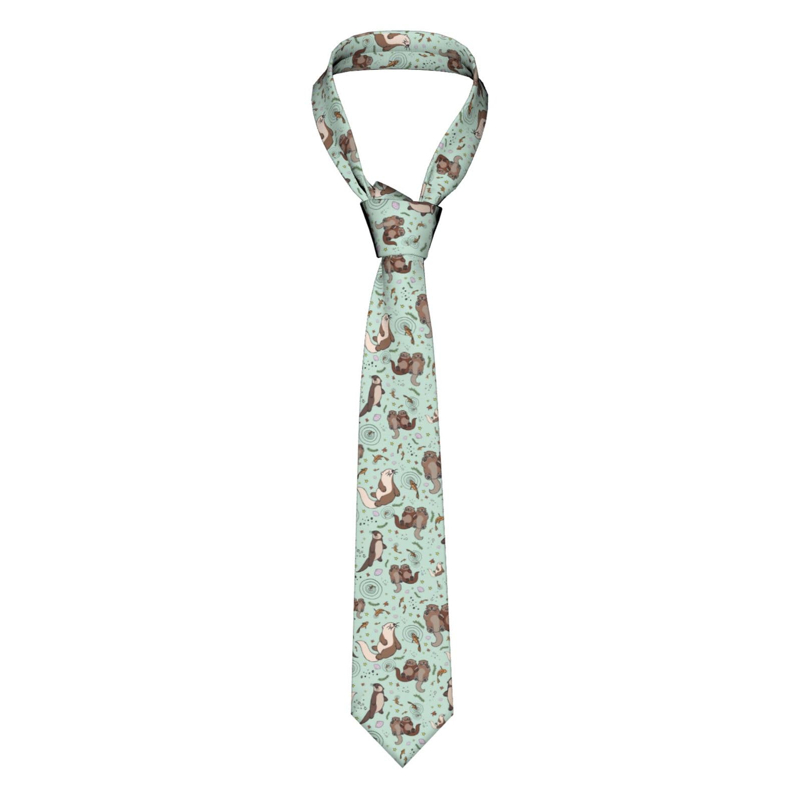 HAHAFU Otters Men Ties Classic Silk Men'S Neckties,Formal Printed Neckties For Party Work Business Wedding