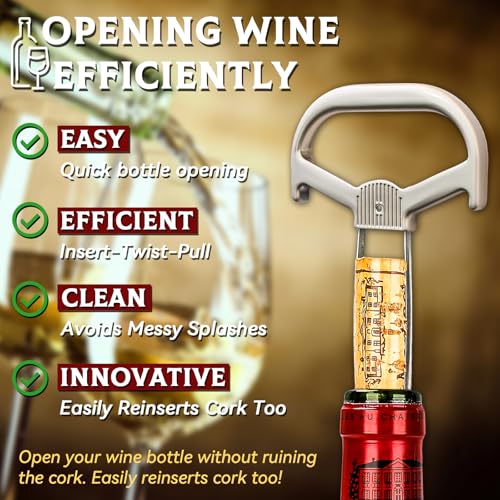 Ah So Wine Opener for Vintage Bottles, Old Wine Corkscrew with Portable Leather Case, Two Prong Cork Puller, for Wine Connoisseurs & Collectors to Uncork, Ideal Gifts for Wine Lovers (classic) by LUCYLANKER - Used condition - Image 2