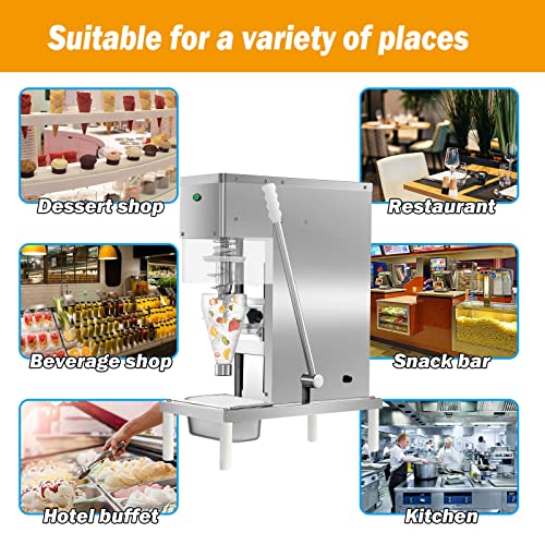 Txmachine Ice Cream Machines Real Fruit Ice Cream Blender Mixer Machine 30L/H Commercial Swirl Drill Frozen Yogurt Milkshake Ice Cream Blending Machine Maquina Helados (110V, With 2 Plastic Cone Cups) #TOP4