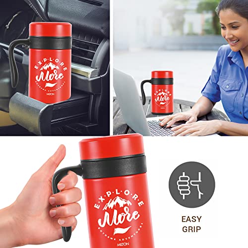 Image of MILTON Cosmic 500 Thermosteel Mug, 440 ml, Red | Stainless Steel Strainer | Hot & Cold | Vacuum Insulated | Rust Proof | Leak Proof | Tea | Coffee | Mug
