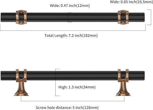 Miniatura 3 de Asidrama Paquete de 10 manijas de gabinete de cocina de bronce champán de 5 pulgadas (5.039 in), tiradores dorados para gabinetes de cocina, manijas