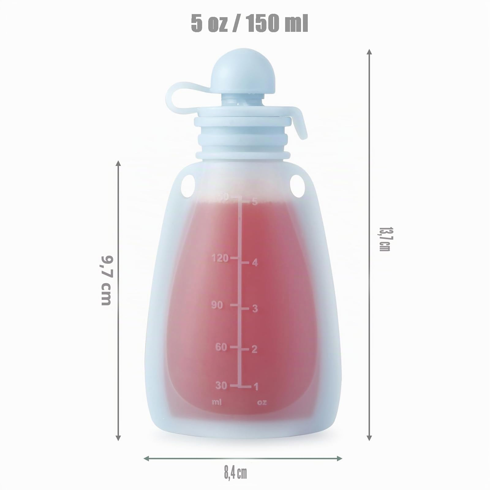 PandaEar Lot de 4 pochettes réutilisables en silicone pour aliments pour bébés, pour tout-petits, enfants, sans BPA, rechargeables pour aliments pour bébé, 160 ml
