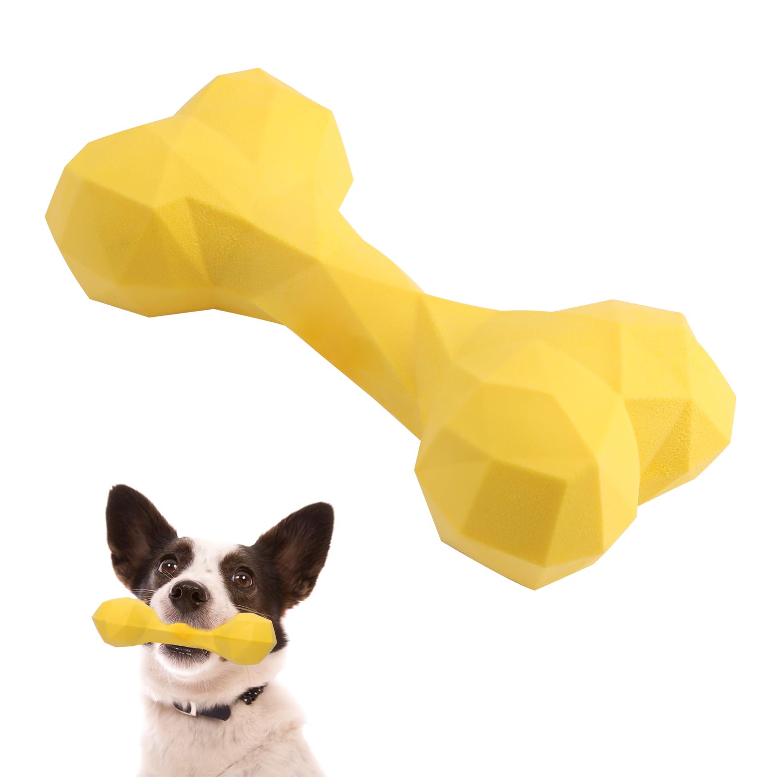 IBEIKEIndestructible Dog Chew Toy Puppy - Tough Dog Toys For Extreme Chewers, Hard Dog Toy Bone, Puppy Chew Toy Dog Teething Toys Chew Toys For Dogs (Yellow)