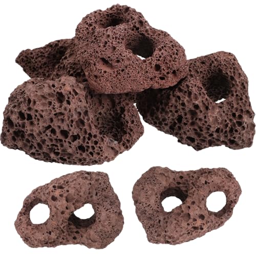 Happyyami Aquarium Roches Laviques 6 Pièces Pierres De Lave Volcaniques Réservoir Poissons Matériel Filtrant Paysage Sous Marine Ornements Décoration Pour Aquarium Bonsaï Feu Bols