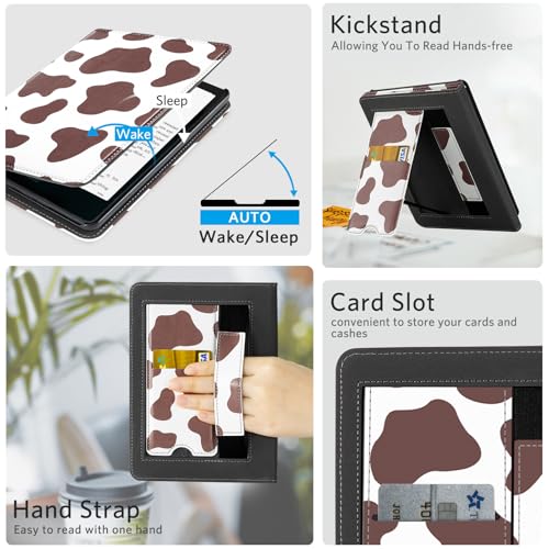 Image of CoBak Stand Case for 7 inch Kindle Paperwhite 12th Gen 2024 and Kindle Colorsoft with Hand Strap - Compatible with iPhone MagSafe, for Samsung /Belkin /Anker Wireless Charging Pads, Durable, Auto Sleep Wake
