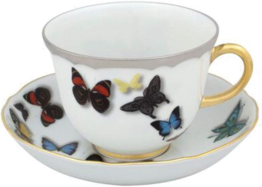 Vista Alegre Christian Lacroix Butterfly Parade Porcelain Tea Cup & Saucer, Set of 4