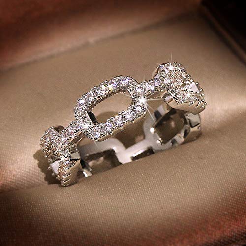 Image of KOICCVQQ Fashion Full Diamond Covering Ring Aristocrat Charming Temperament Exquisite Shiny Ring Boho African Faux Jewelry Tourist Souvenir Simulated Compressed Water Drill Ring Trinket Size 8