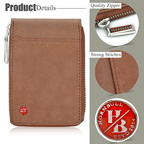 Image of HORNBULL Steve Brown RFID Blocking Leather Wallet for Men | Vertical Credit Debit Card Holder