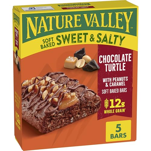 Nature Valley Soft Baked Sweet and Salty Bars, Chocolate Turtle, Made with Whole Grain, 5 Bars...