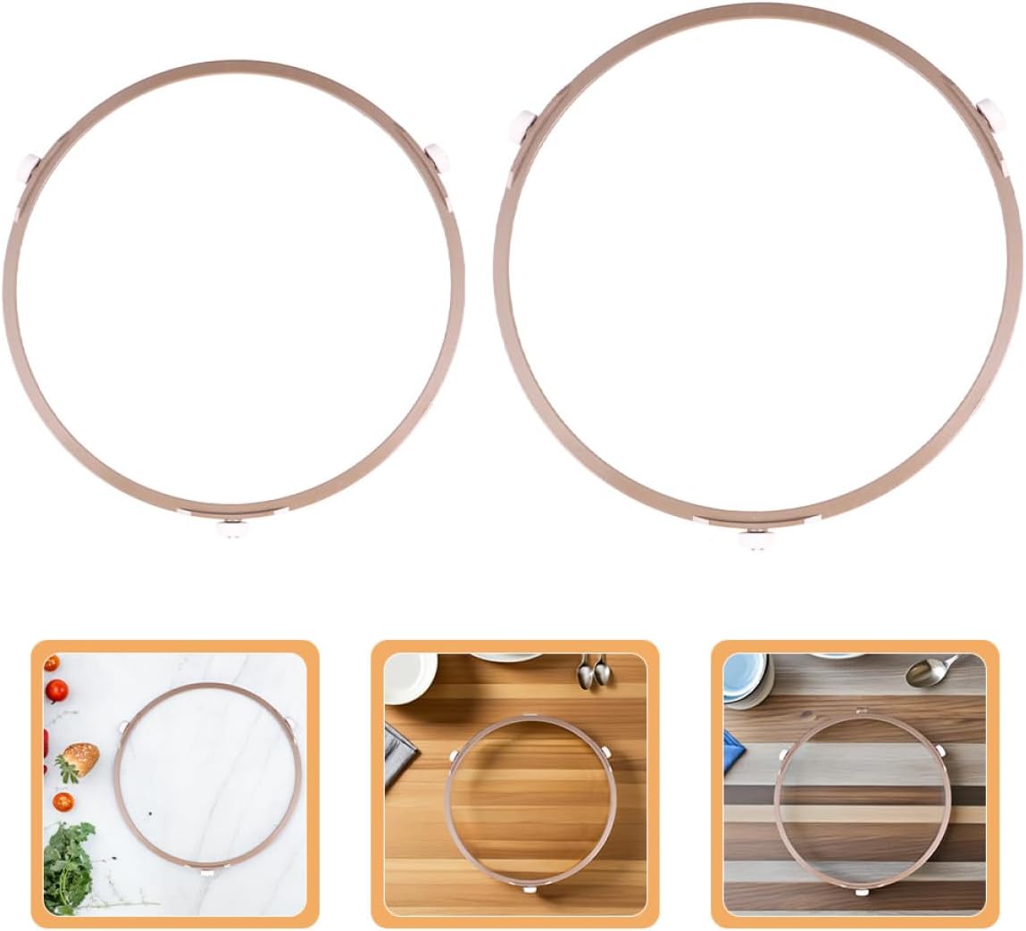 Kichvoe 2pcs Microwave Turntable Rollers Support Rings with 14mm Wheels, Glass Plate Tray Holder Replacement Parts, Microwave Oven Rotating Plate Accessory for Glass Turntable