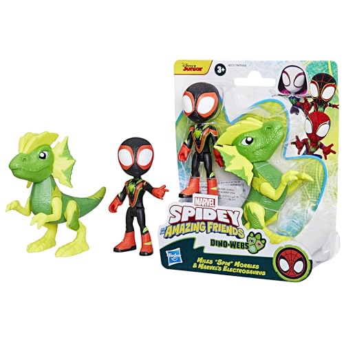 Spidey et Ses Amis Extraordinaires Dino-Webs, Figurines Miles « Spin » Morales et Marvel's Electrosaurus