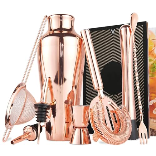 Coctelera acero inoxidable Nordic set 8 piezas rosa gold