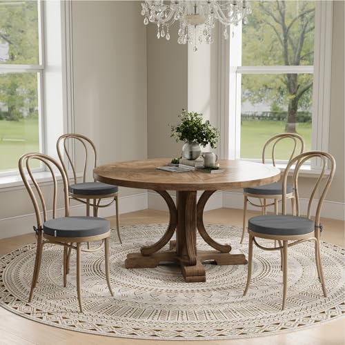 PRIMEPATIO Round Seat Cushions for Dining Chairs Set of 2, 5cm thick Bistro Chair Pads with Ties for Kitchen Garden Bar Hight Stool, Slip Resistant Indoor Outdoor Seat Cushion, 40x40cm, Dark Grey - Cosy Home Interiors PRIMEPATIO Round Seat Cushions for Dining Chairs Set of 2, 5cm thick Bistro Chair Pads with Ties for Kitchen Garden Bar Hight Stool, Slip Resistant Indoor Outdoor Seat Cushion, 40x40cm, Dark Grey - Image 4