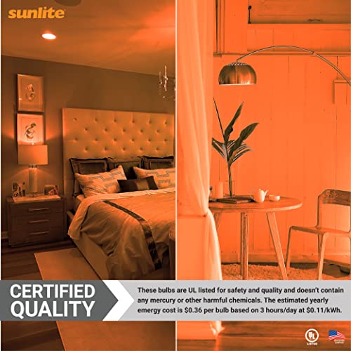 Sunlite 80149 Led A19 Colored Light Bulb, 3 Watts (25W Equivalent), E26 Medium Base, Non-Dimmable, Ul Listed, Party Decoration, Holiday Lighting, 1 Count, Amber #TOP5