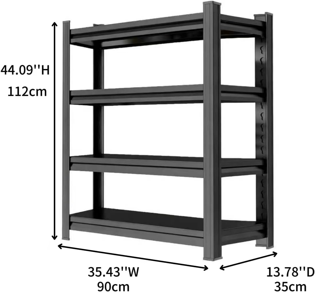 Book Shelf Industrial 4-Tier Bookshelves Black, Adjustable Wide Storage, Easy to Assemble for Office (44.09" H * 35.43" W * 13.78" D)