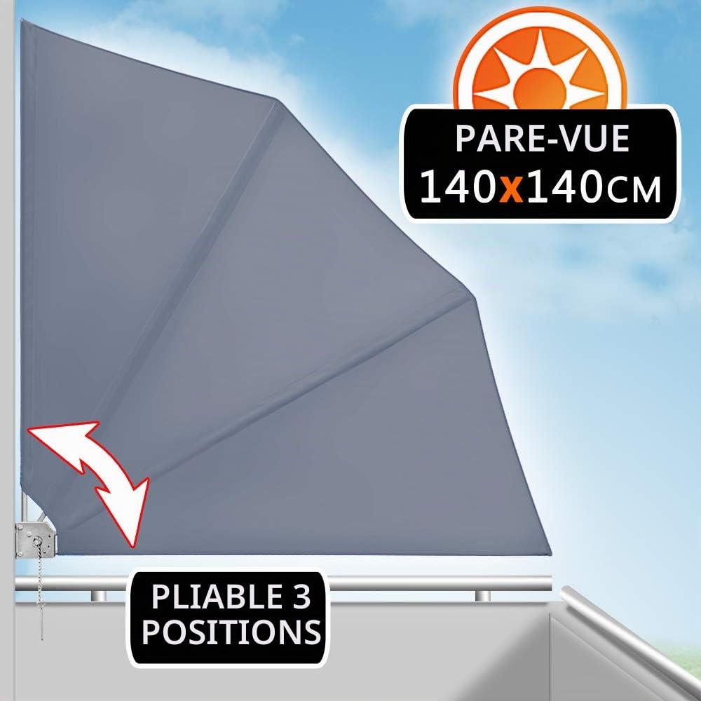 Deuba Brise Vue Occultant 140x140cm Anthracite Paravent Balcon Toile Hydrofuge